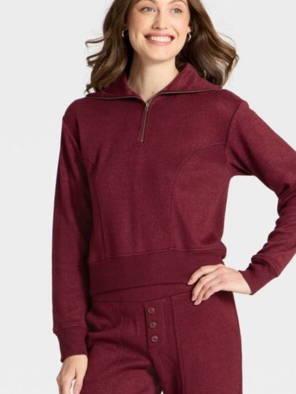 Women's Quarter Zip Pullover Sweatshirt - Universal
Thread™ Burgundy new 🆕